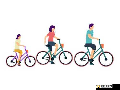 一前一后三个人一起骑自行车：快乐出行