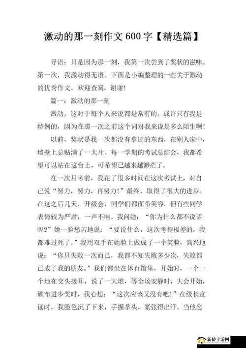 描写进入那一刻感受男生的心情：激动