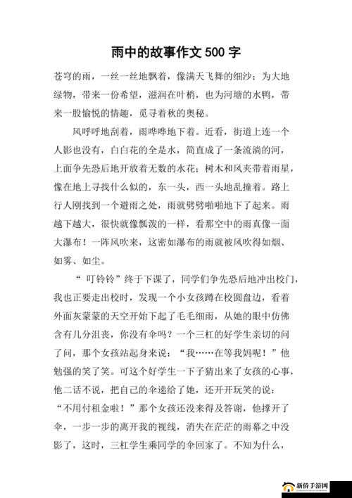 雨后的小故事 2 ：一段充满惊喜与温暖的别样经历