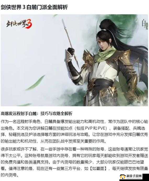 剑侠世界3，全面解析新手职业选择与高效成长策略之路